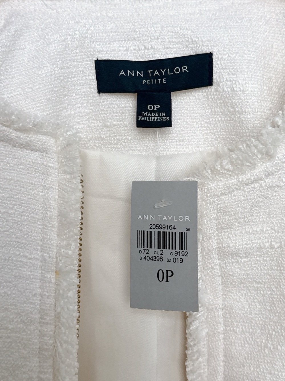 Ann Taylor Ivory Fringe-Trim Open Front Blazer - Picture 3 of 4